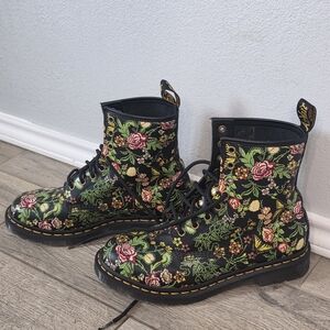 Dr. Martens Black Floral Bloom Boots